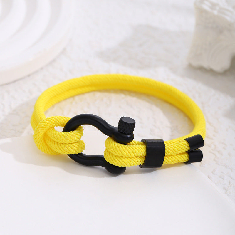 Stainless Steel Horseshoe Buckle Bracelet with Adjustable Milanese Loop