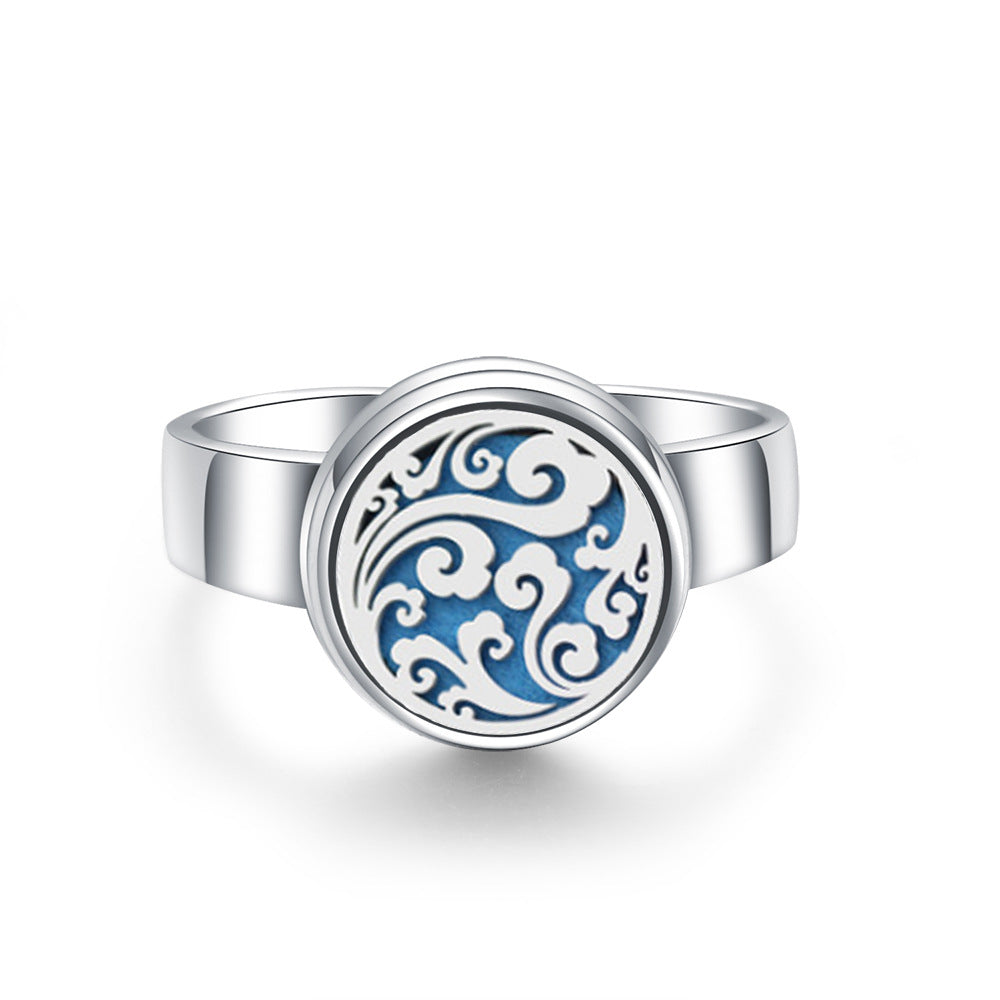 Stainless Steel Aromatherapy Locket Ring - Tree of Life Design
