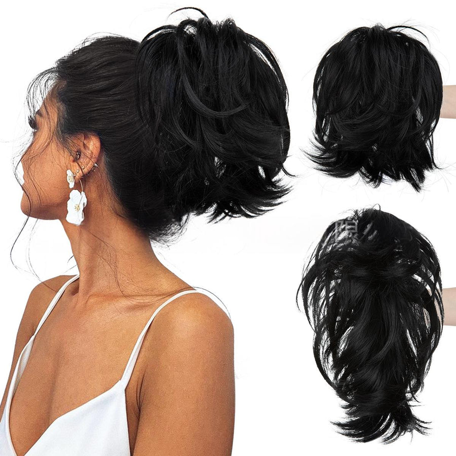 Voluminous Short Curls Clip-On Ponytail with Claw Clip