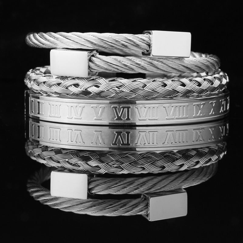 Vintage Copper Zirconium Crown Woven Bracelet Suit