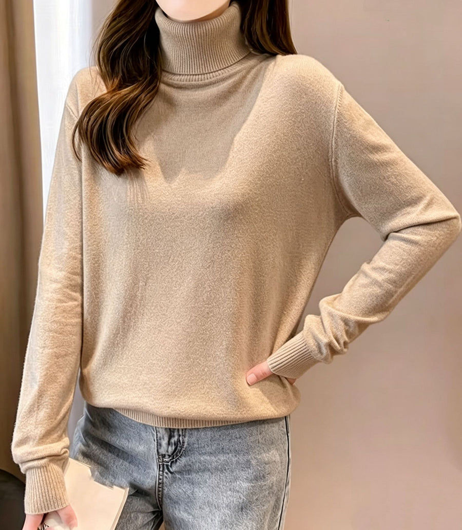 Womens Turtleneck Crop Top Pullover Sweater