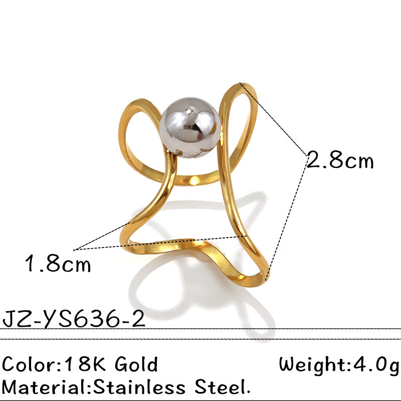 Vintage French-style Natural Stone Stainless Steel Ring