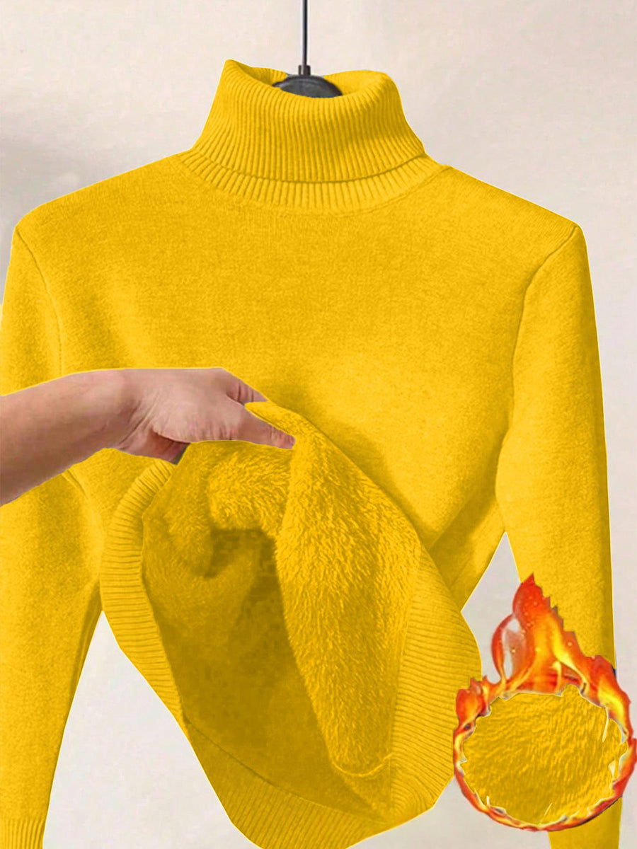Womens Solid-Color Thermal Turtleneck Sweater Dress