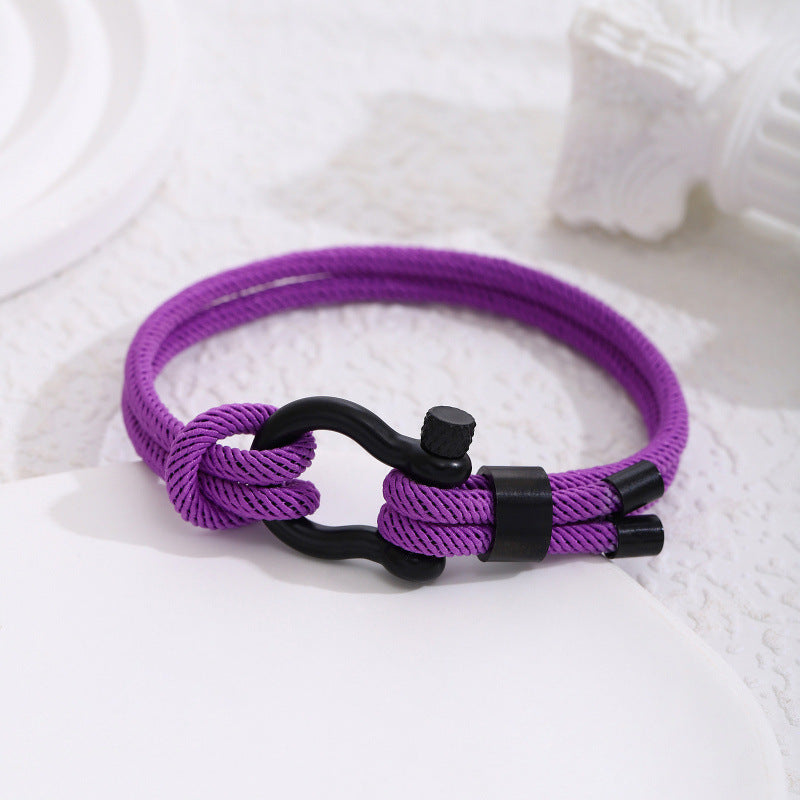 Stainless Steel Horseshoe Buckle Bracelet with Adjustable Milanese Loop