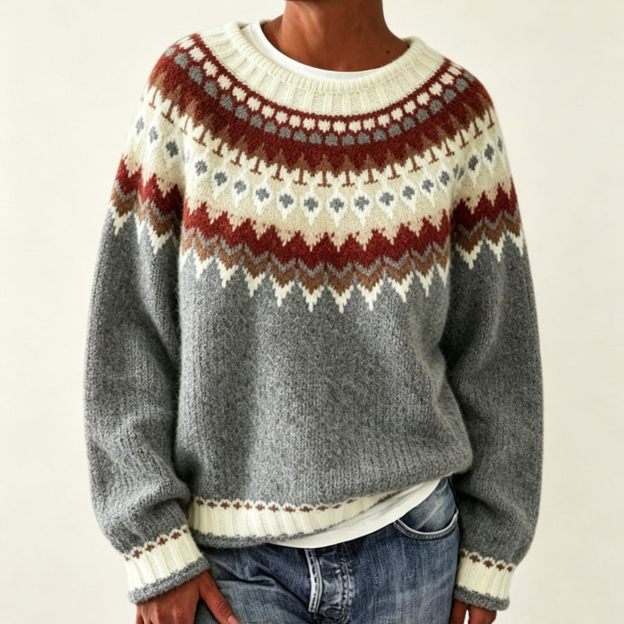 Round Neck Multicolor Loose Fashion Sweater for Women