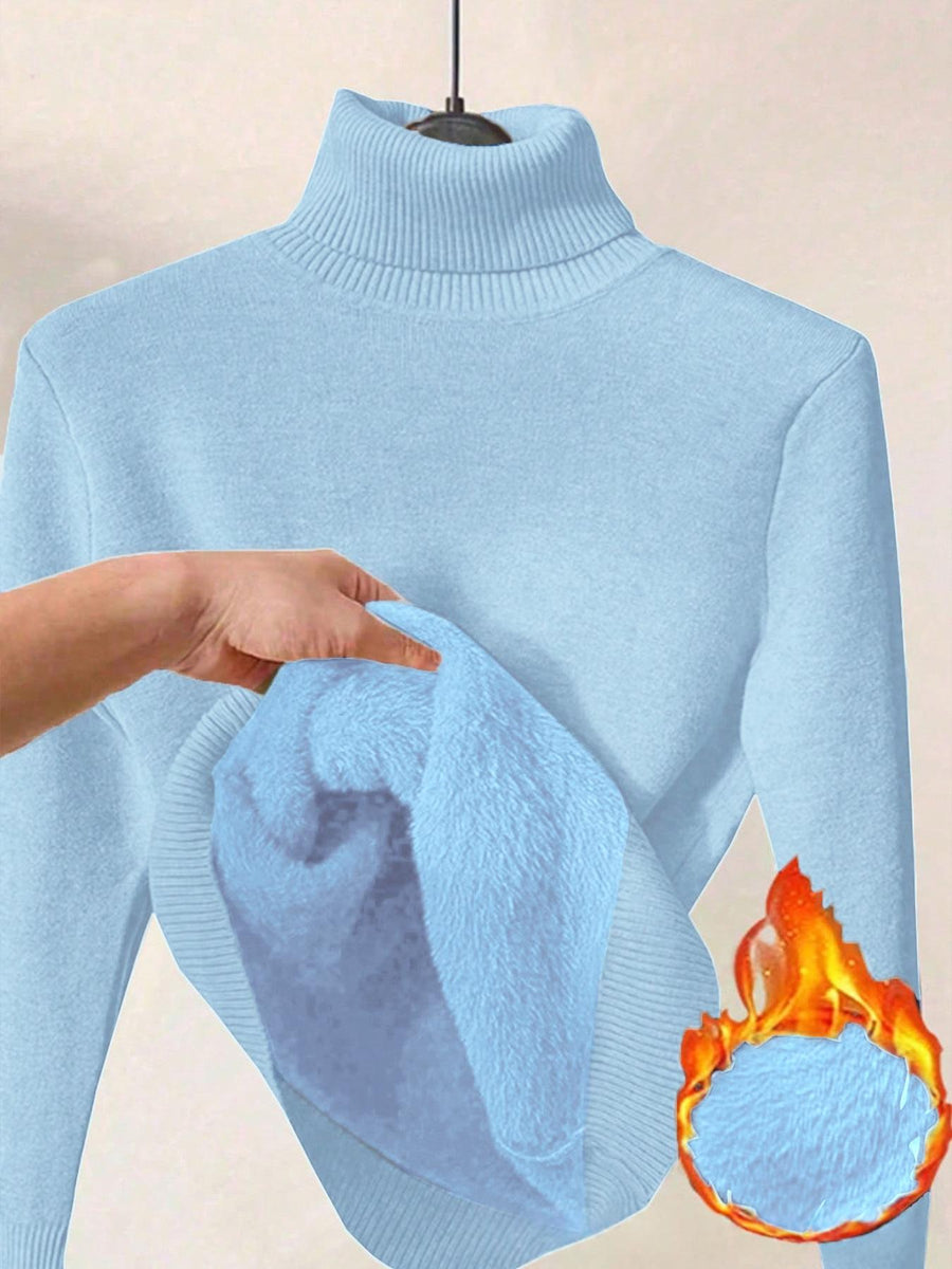 Womens Solid-Color Thermal Turtleneck Sweater Dress