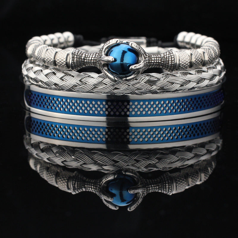 Vintage Copper Zirconium Crown Woven Bracelet Suit