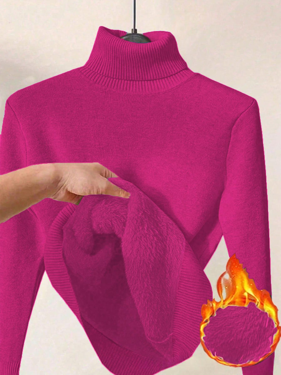 Womens Solid-Color Thermal Turtleneck Sweater Dress