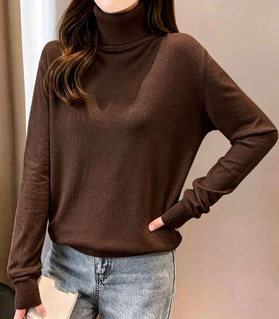 Womens Turtleneck Crop Top Pullover Sweater