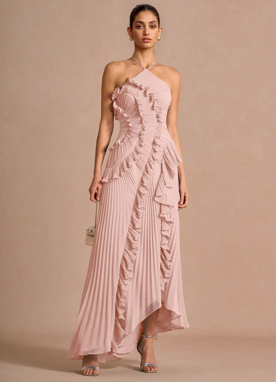 Womens Halter-neck Sexy Strapless Backless Dress