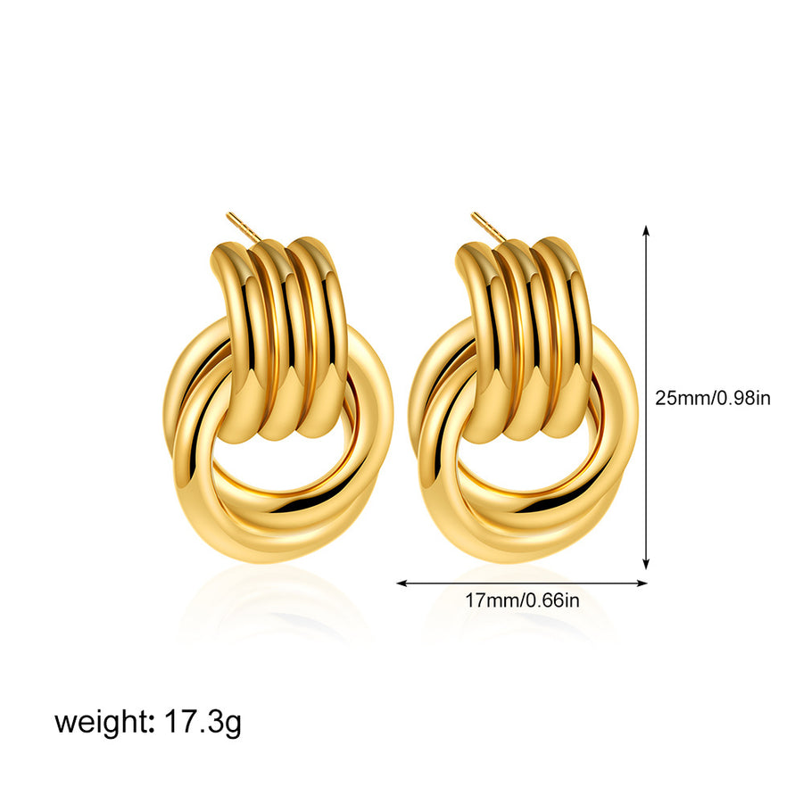 Golden Series Instagram-Style Striped Textured Earrings