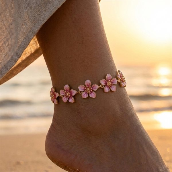 Exaggerated Hollow-out Metal Flower Anklet for Stylish Appeal