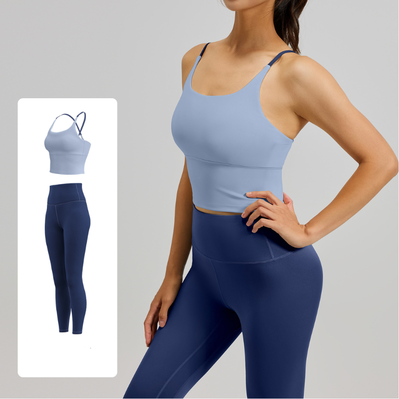 Women's Two-Piece Sports Fitness Outfit - Camisole & Long Pants