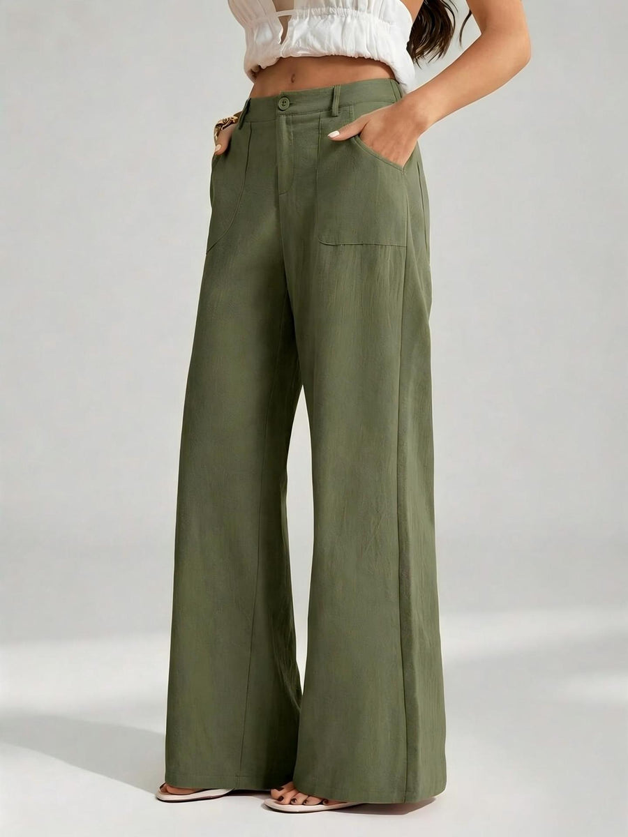 New Womens Cotton-linen Wide-leg Pants for Effortless Style