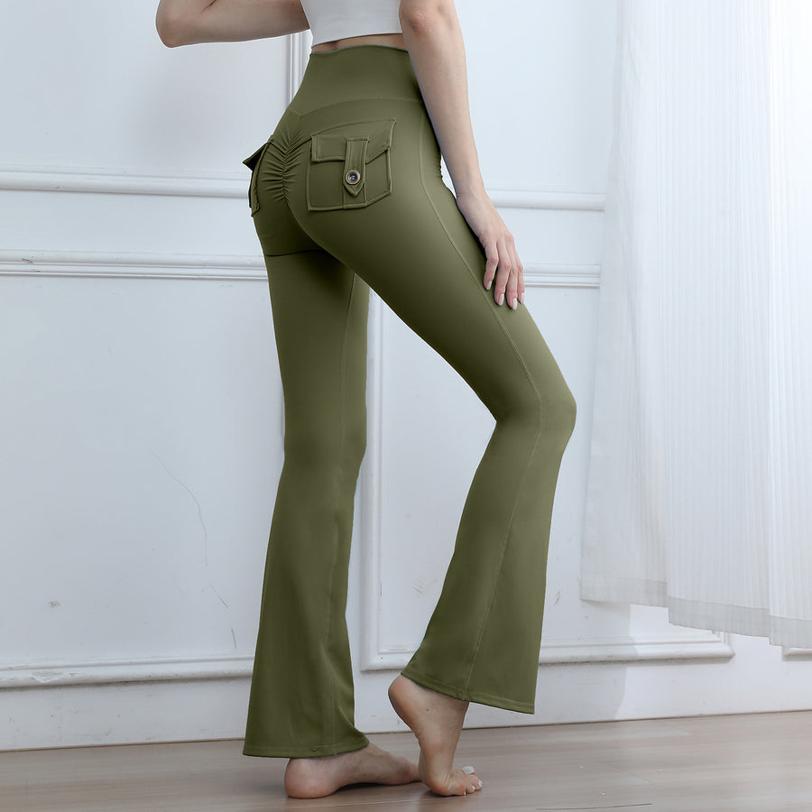 High-Waisted Cargo Pocket Yoga Pants for Autumn & Winter