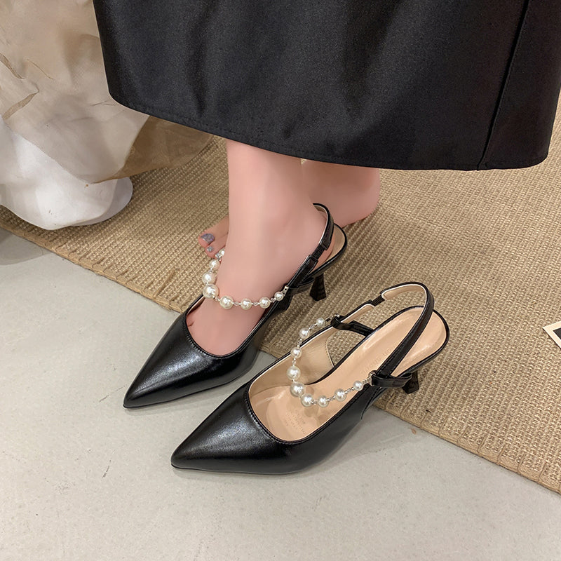Women French Style Pearl Closed Toe Sandals - Summer 2026