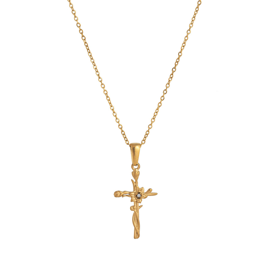 Retro Classic December Titanium Steel Flower Necklace for Women