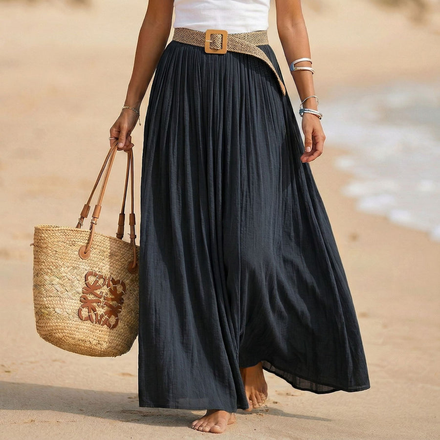 Elastic-waist Flared Maxi Dress - Perfect Holiday Beach Dress
