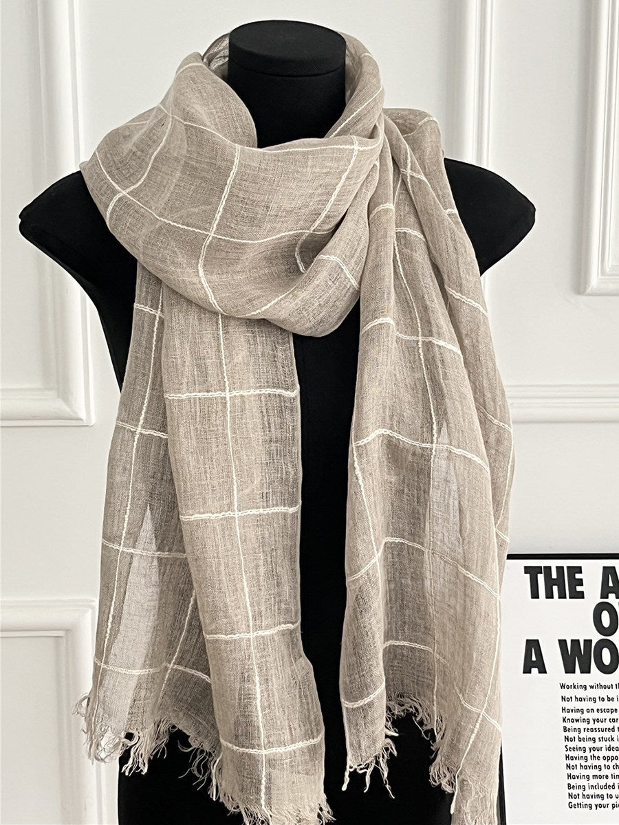 Womens Linen Striped Long Scarf Shawl for Every Occasion