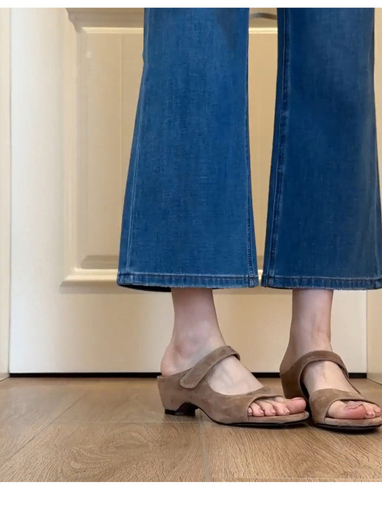 Sheepskin Texture Minimalist One-Strap Slide Sandals