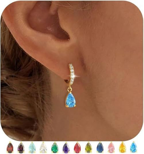 Womens Versatile Colorful Water-drop Stud Earrings