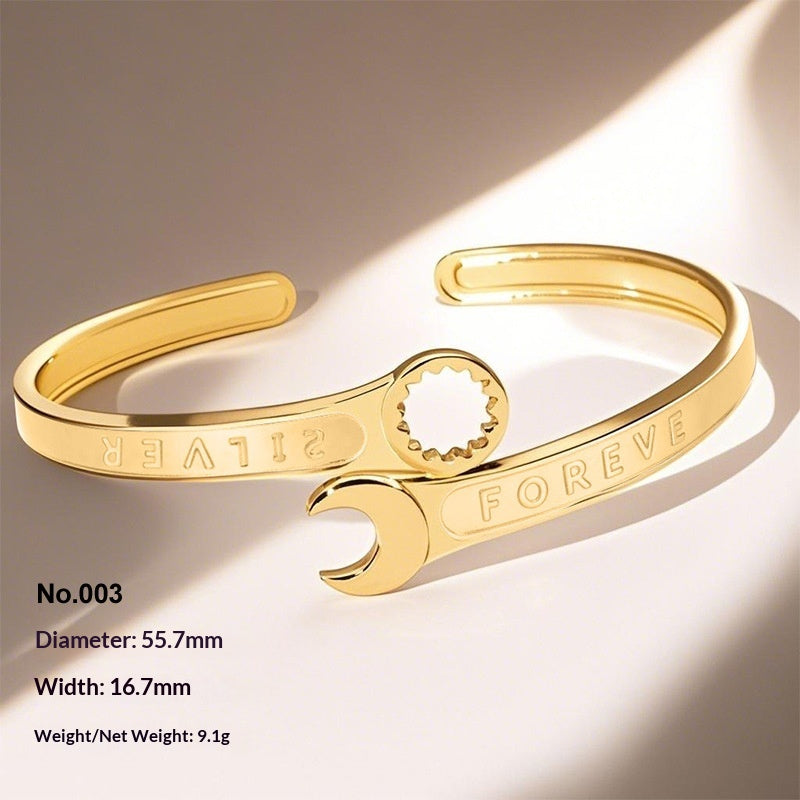 Retro Irregular Hollowed-Out Titanium Steel Bracelet