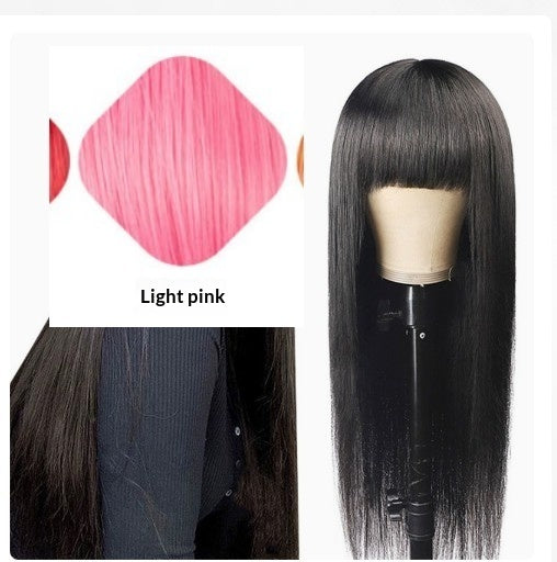 Women's Long Straight Synthetic Wig with Bangs - Heat Resistant