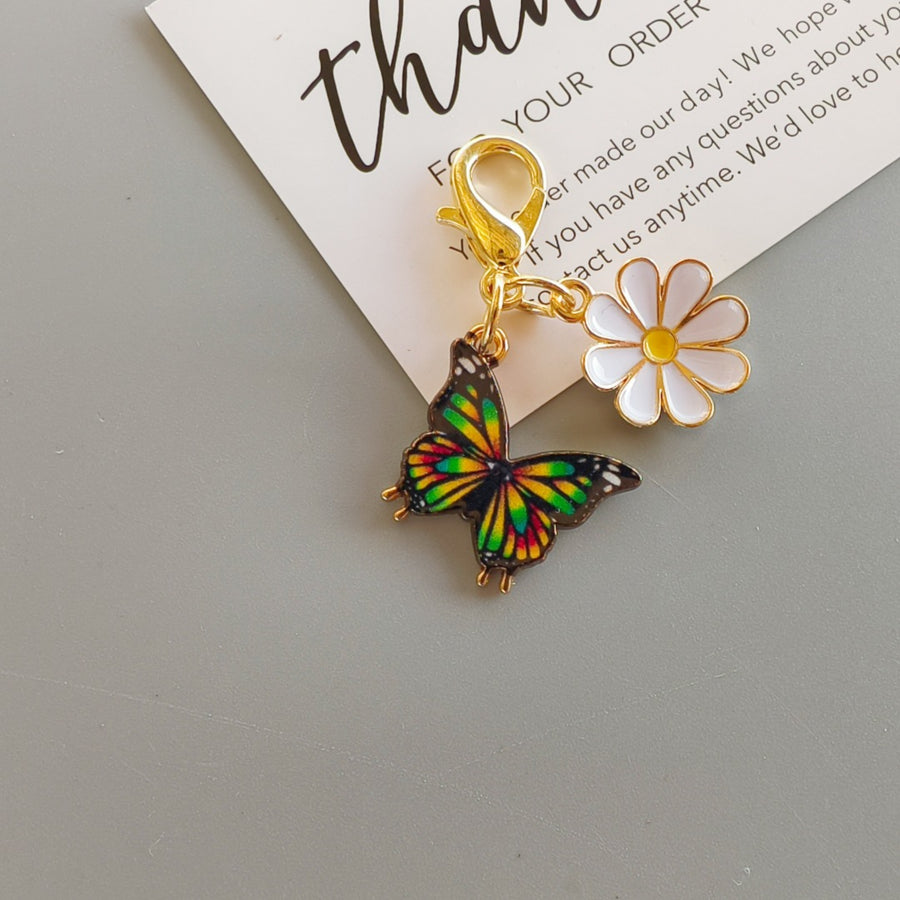 Alloy Colorful Aster Butterfly Pendant Keychain Bag Charm