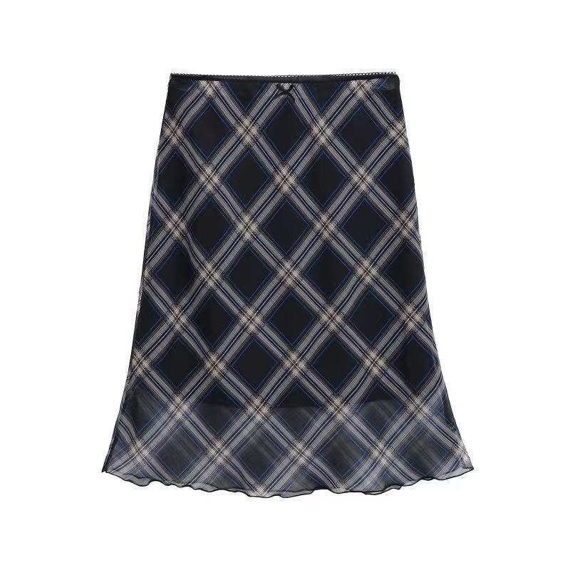 Bow-knot Ribbon Mesh Plaid Skirt for Women - Trendy Mini Skirt
