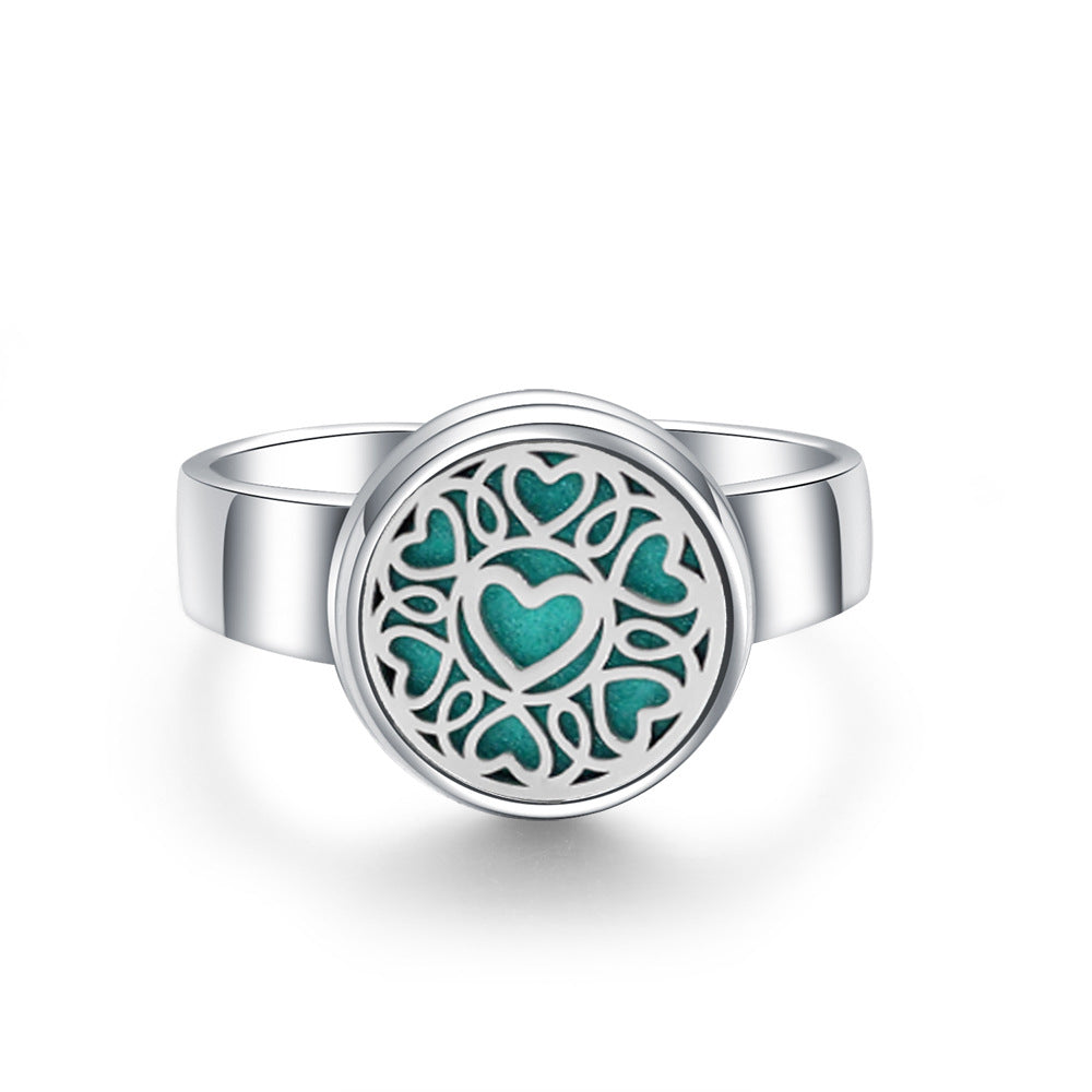 Stainless Steel Aromatherapy Locket Ring - Tree of Life Design