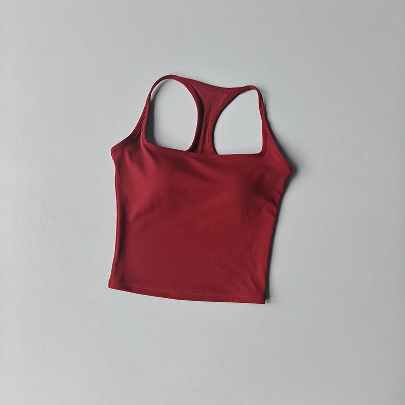 Strap-back Breathable Yoga Tank Top with I-shaped Back Design