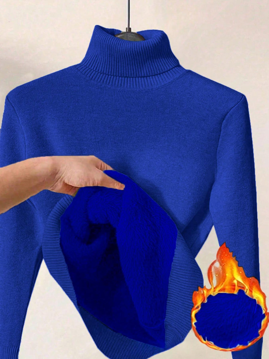 Womens Solid-Color Thermal Turtleneck Sweater Dress