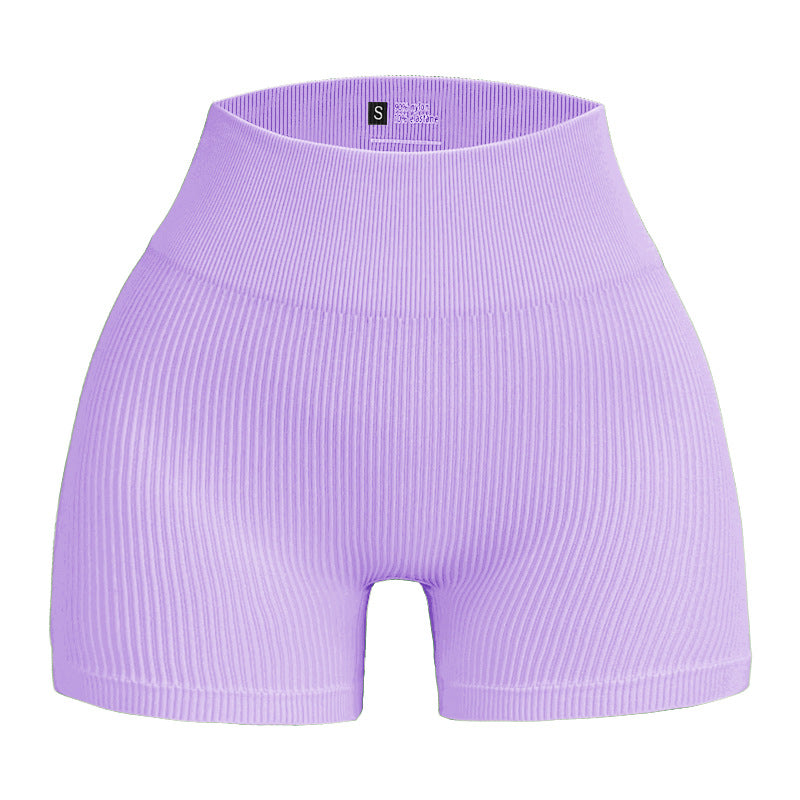 European and American Seamless Ribbed Yoga Shorts for Comfort