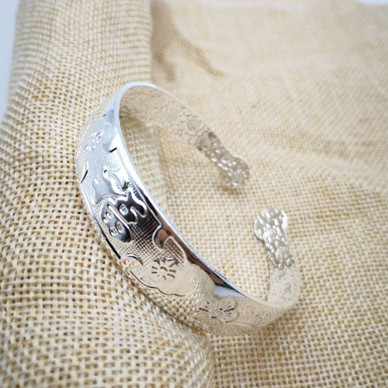 Ethnic Style Retro Miao Silver Plated Lucky Word Bracelet