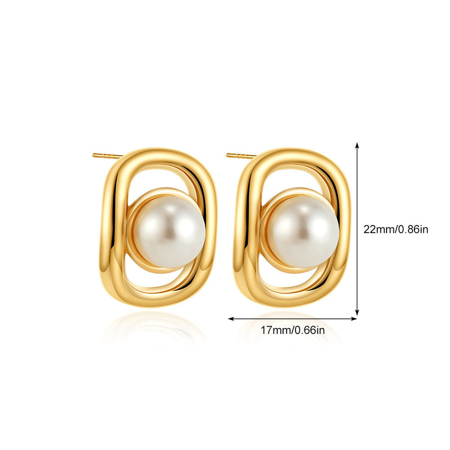 Trendy Geometric Metal Circle Stud Earrings for Women