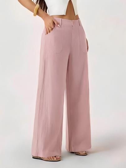 New Womens Cotton-linen Wide-leg Pants for Effortless Style