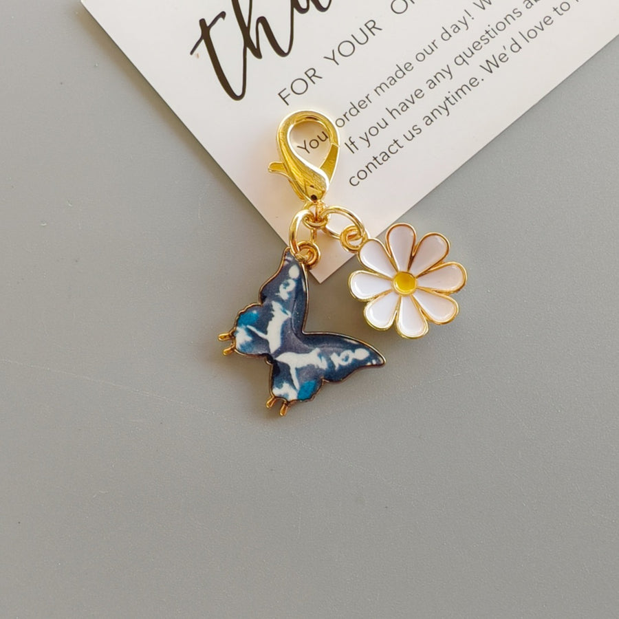 Alloy Colorful Aster Butterfly Pendant Keychain Bag Charm