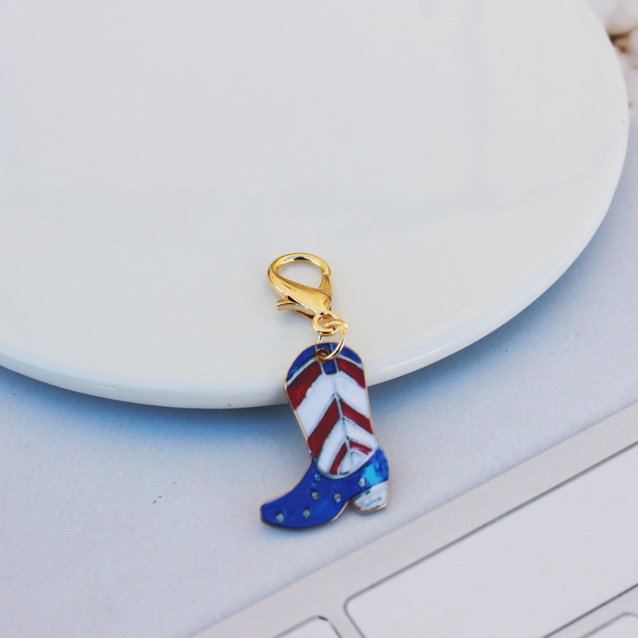 Alloy Vintage Denim Boots Print Ornament Pendant Keychain