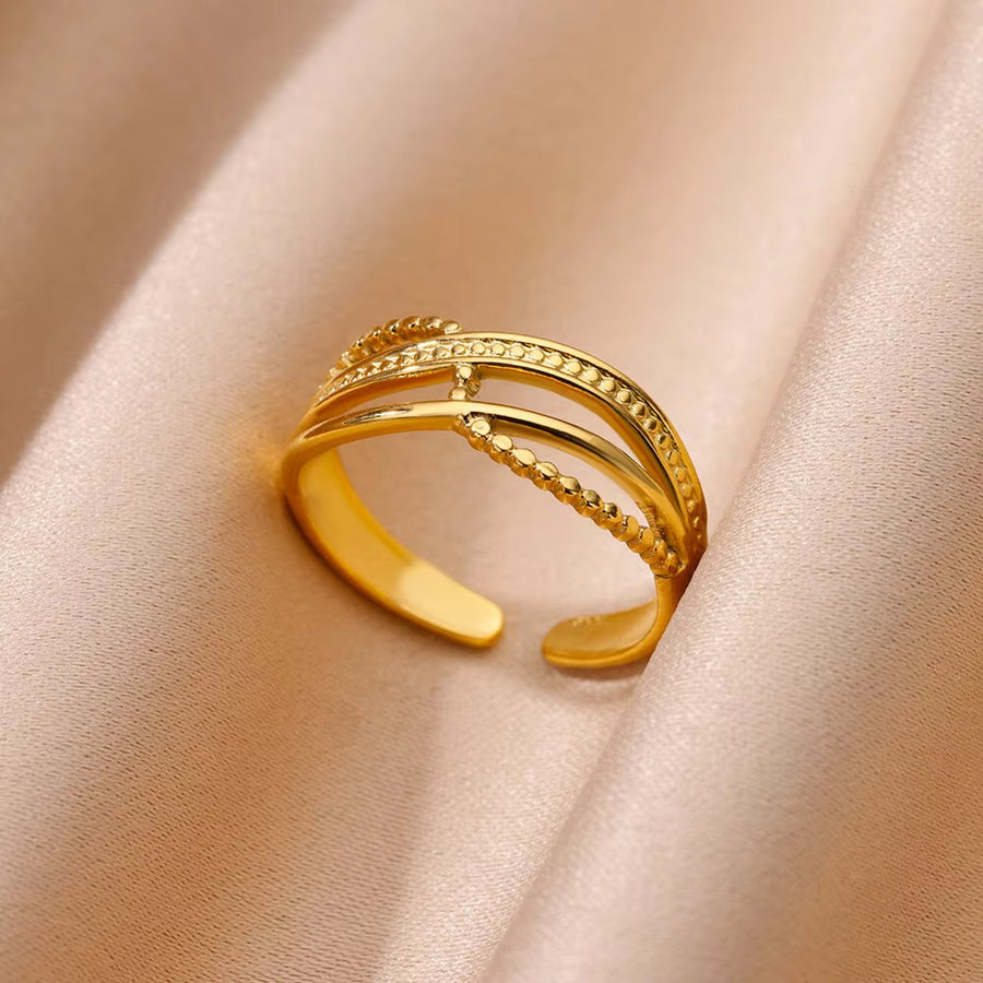 Geometric Stainless Steel Adjustable Ring for Women