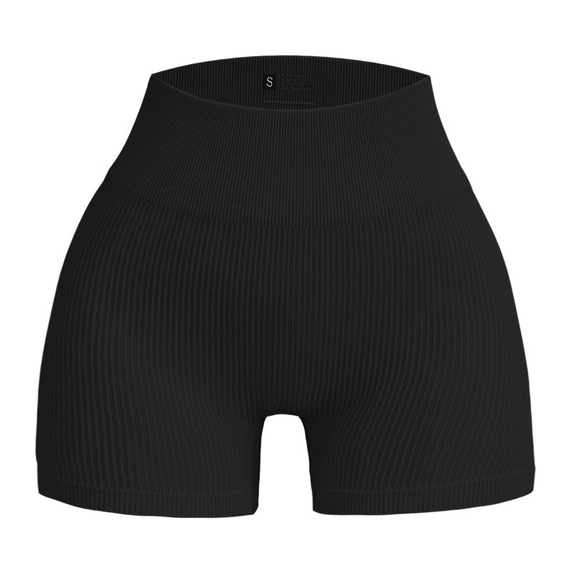 European and American Seamless Ribbed Yoga Shorts for Comfort