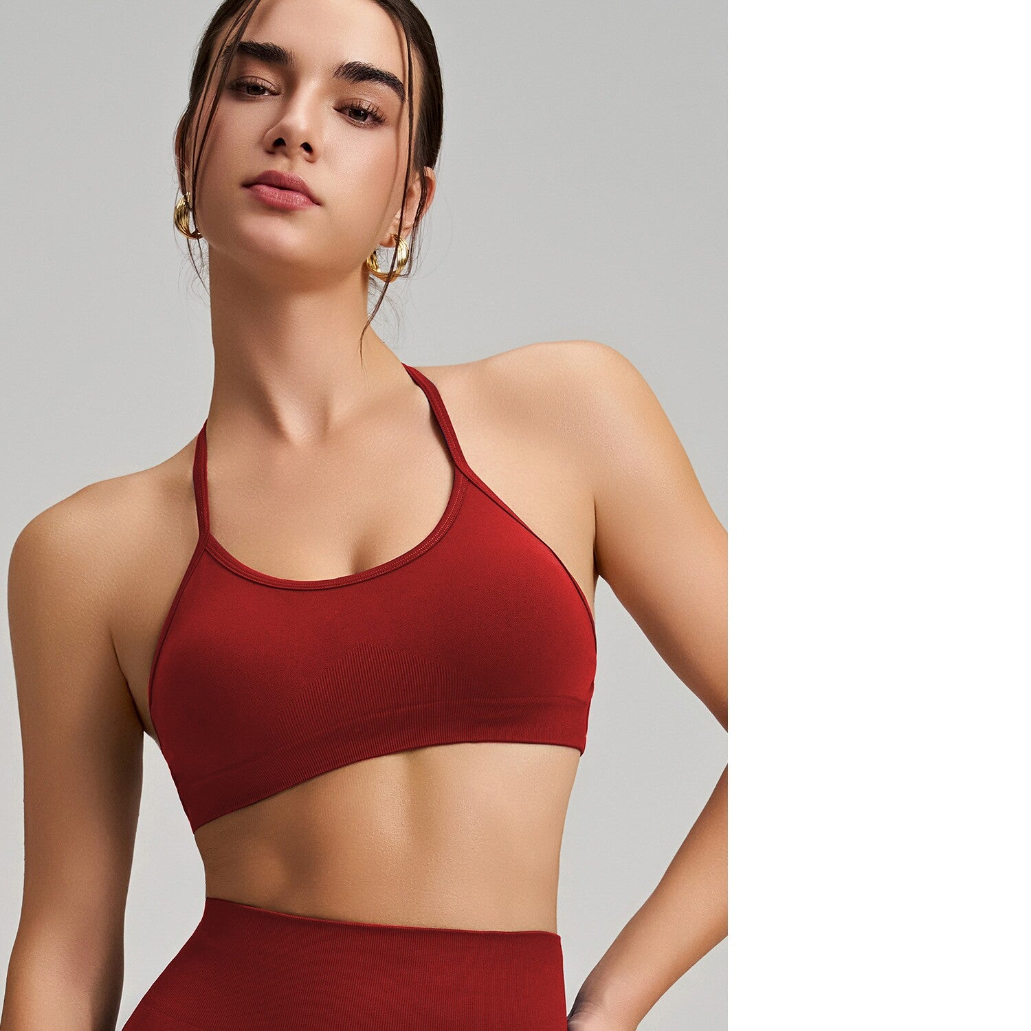Women's Seamless Thin Strap Cross Back Yoga Outfit Set