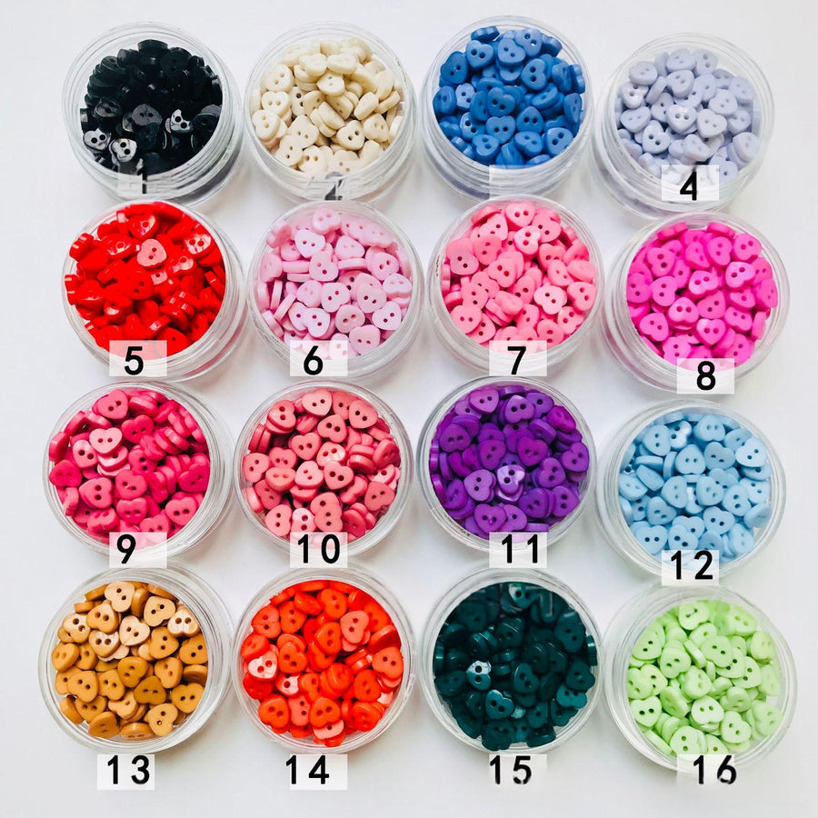 6mm Resin Heart-shaped Mini Buttons for Home Office Storage