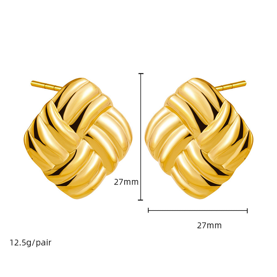 Golden Series Instagram-Style Striped Textured Earrings
