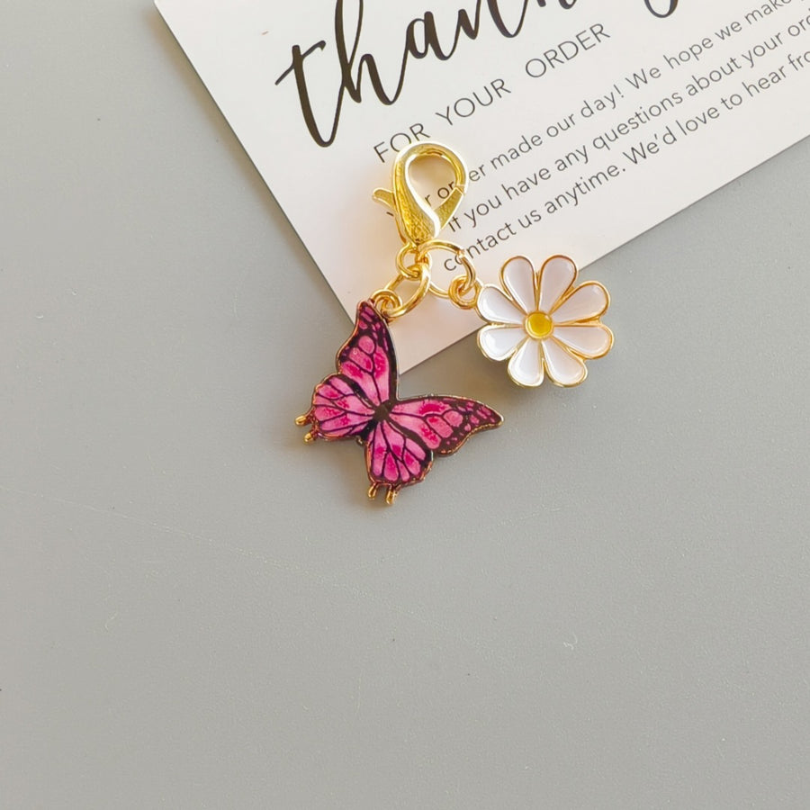 Alloy Colorful Aster Butterfly Pendant Keychain Bag Charm