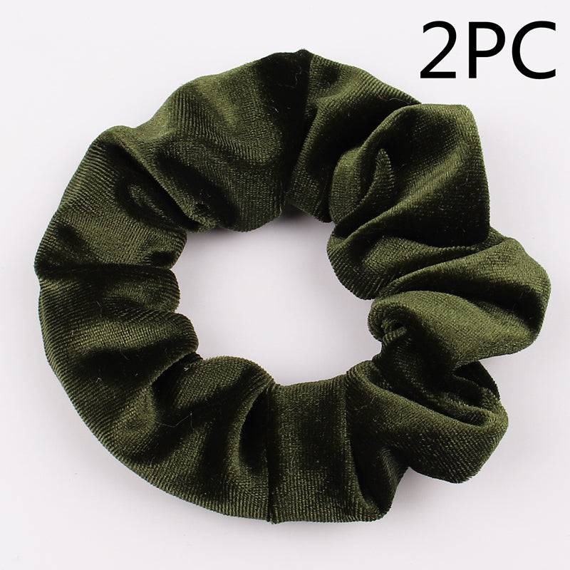 Velvet Tencel Pocket Wallet Hair Scrunchies - Retro Style
