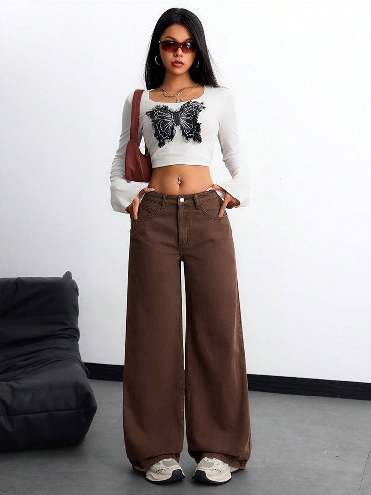 Stylish Floor-Length Flared Straight-Leg Jeans for Women