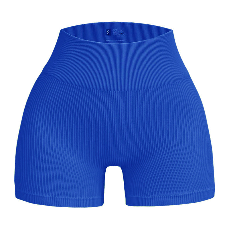 European and American Seamless Ribbed Yoga Shorts for Comfort