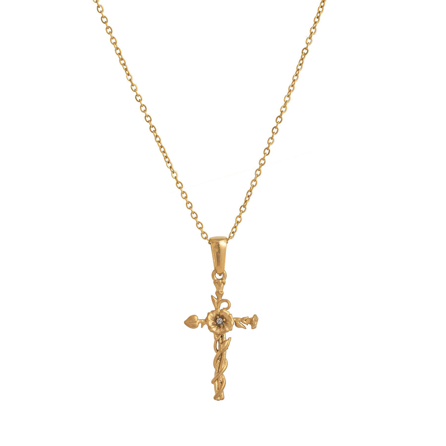Retro Classic December Titanium Steel Flower Necklace for Women