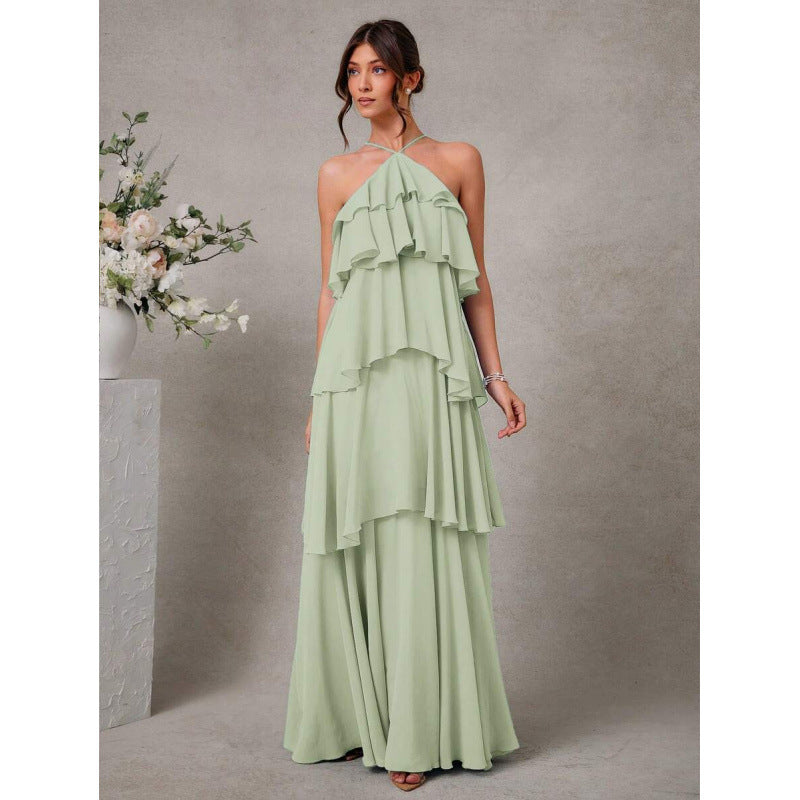 Womens Sexy Halter-Neck Chiffon Dress for Elegant Nights