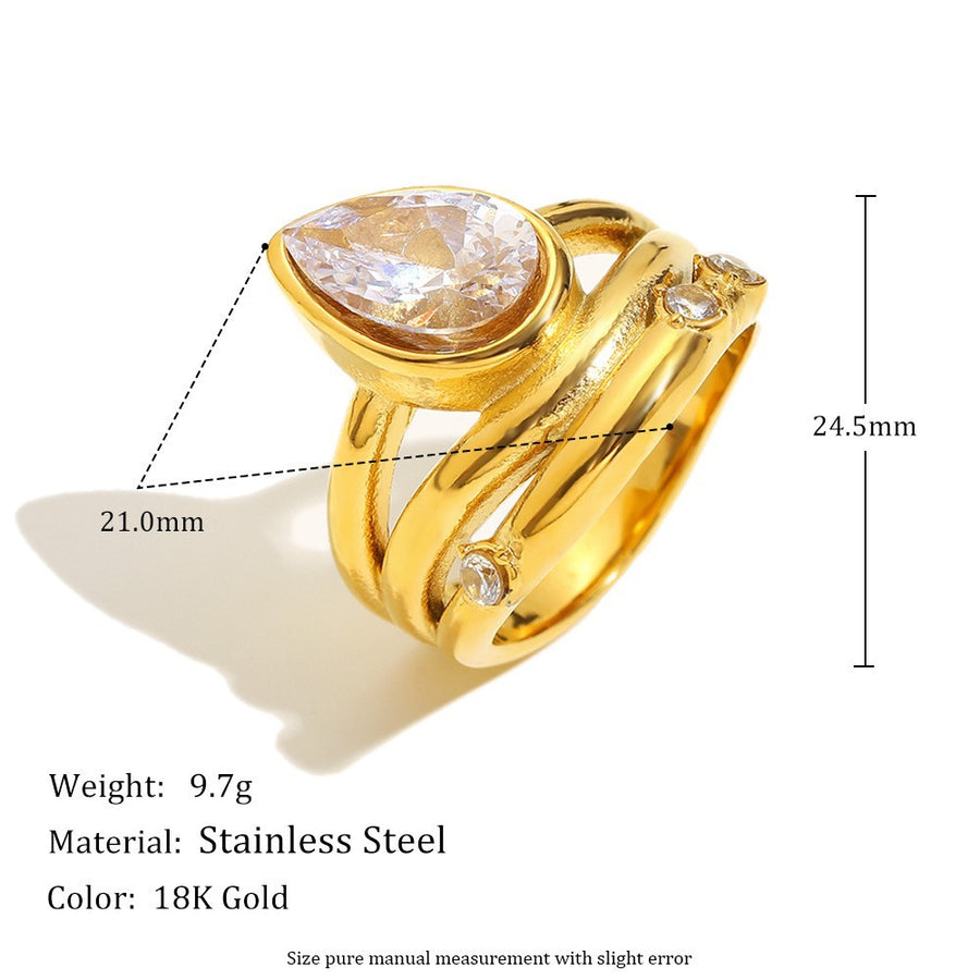 Water Drop Zircon Ring for Women - Stunning Statement Ring